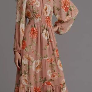 The Somerset Long-Sleeve Mock-Neck Chiffon Maxi Dress